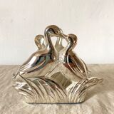 Duck towel rack in silver metal