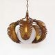 Gilt palm leaf and opaline glass pendant light by Hans Kögl