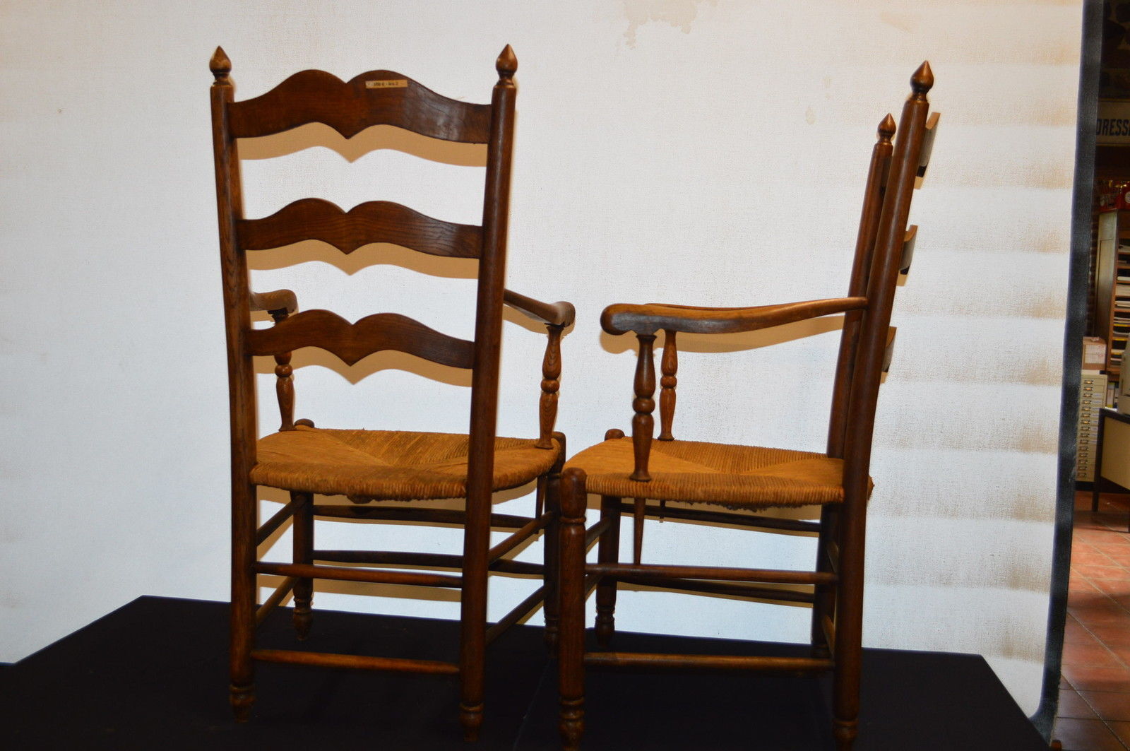 2 country style oak chairs