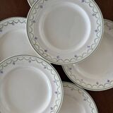 1900s Set of 6 vintage earthenware flat plates, Violetta model by Longwy