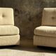 Pair of upholstered armchairs in mottled wool by Eddie Harlis - International Furniture