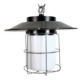 Lampe suspendue en émail gris industriel, années 1960