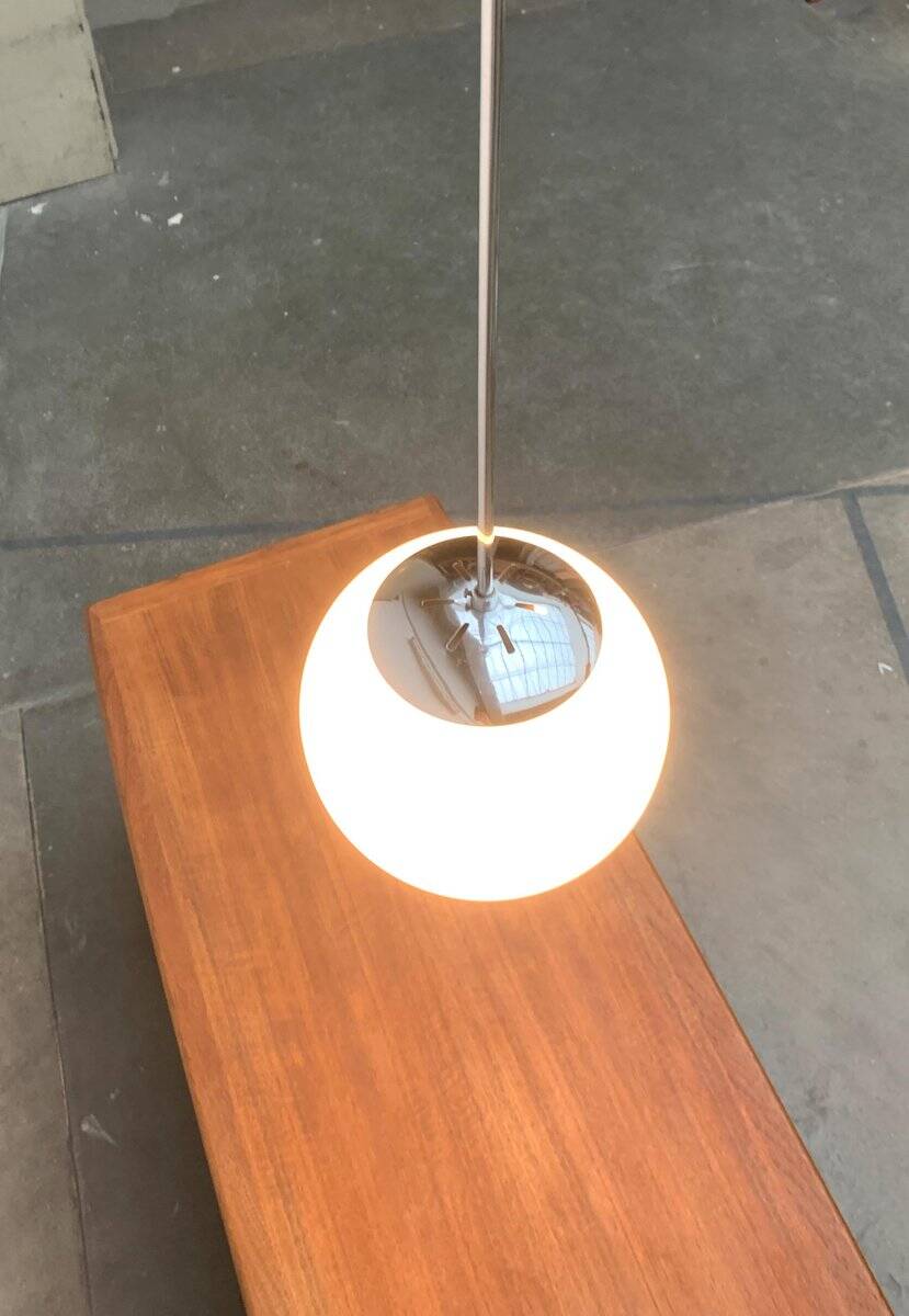 Mid-Century German Glass and Metal Ball Pendant