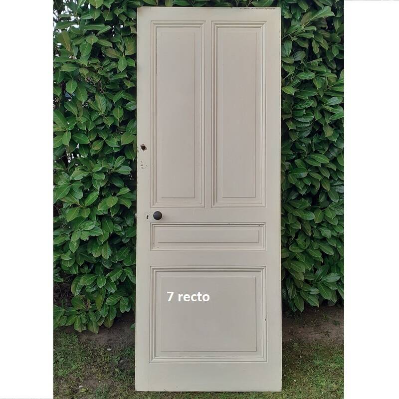 Series of 9 old communication doors, solid wood, both solid and glazed.