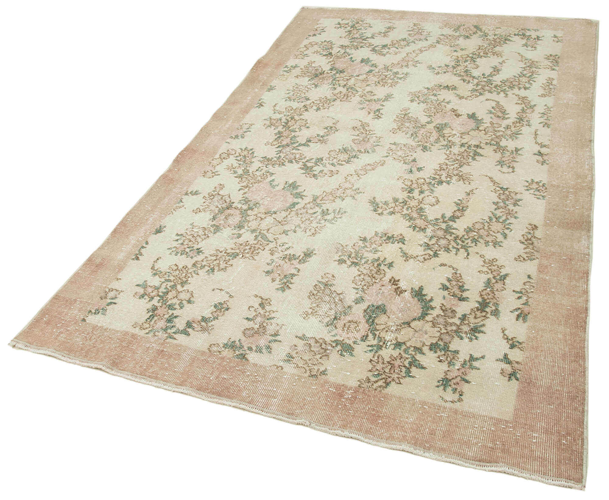 Handwoven anatolian beige carpet 147 cm x 246 cm