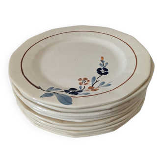 Dix assiettes plates Sarreguemines