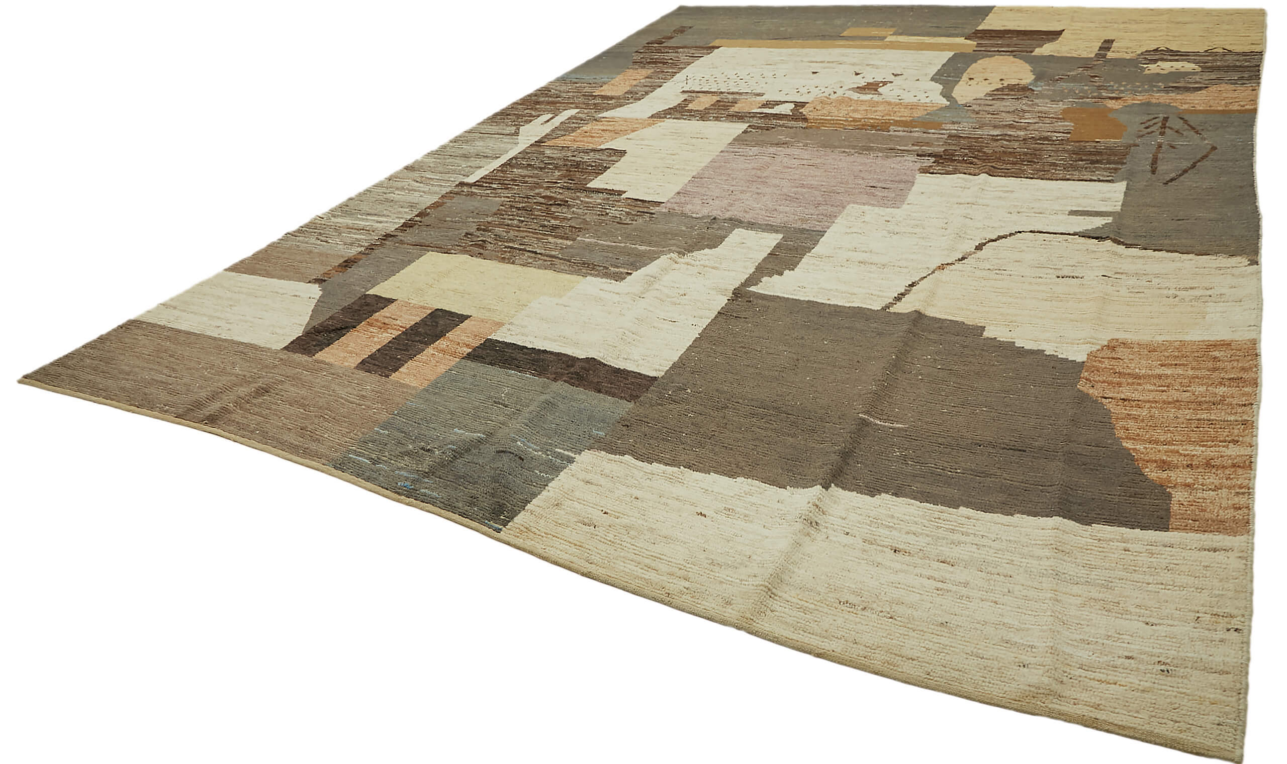 Handmade Tribal Decorative 374 cm x 523 cm Beige Wool Carpet