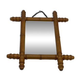 Vintage wooden bamboo style mirror