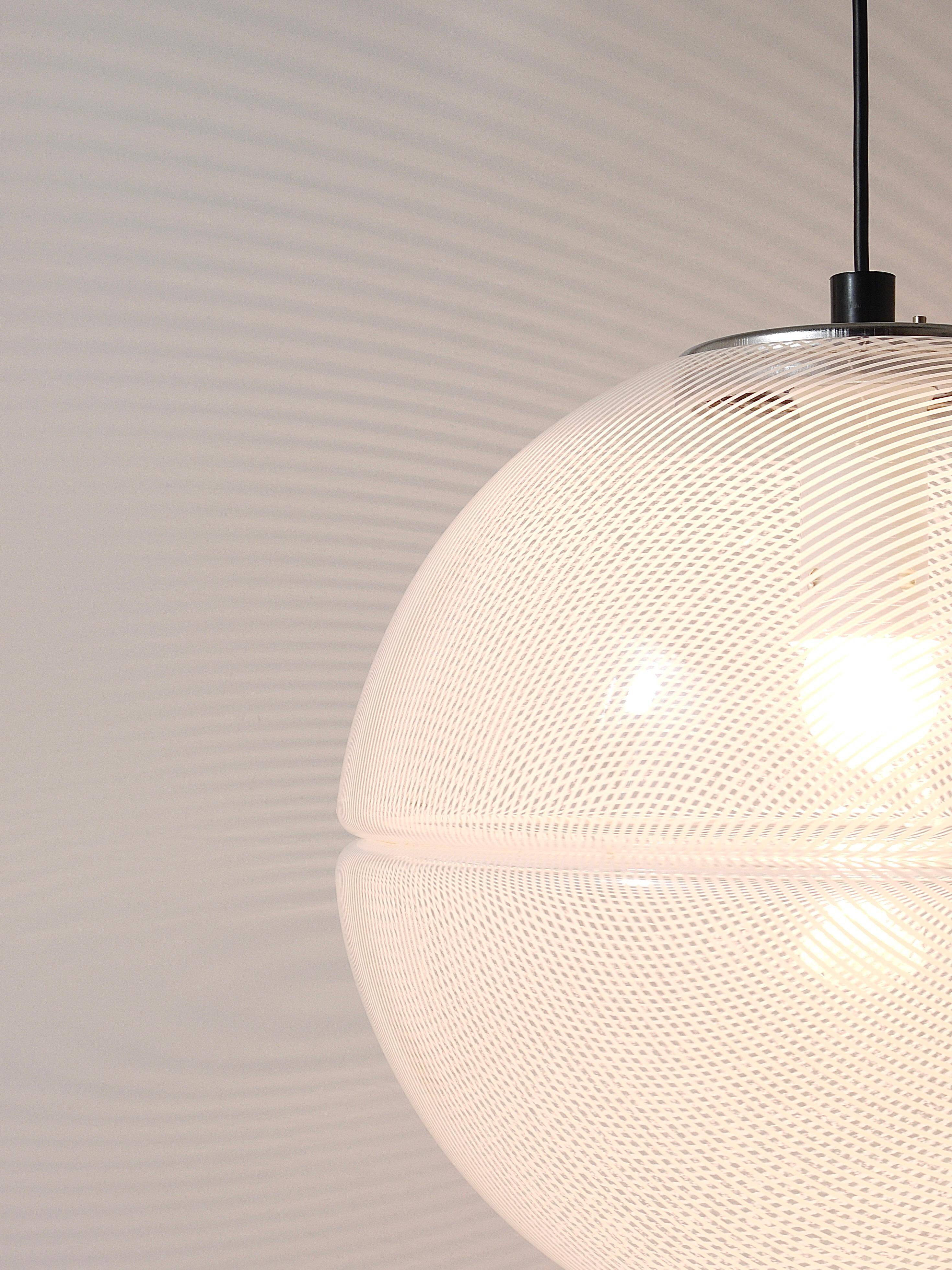 Harvey Guzzini Suspension Boule Op-Art Striped Postmodern by Meblo, 1970s