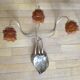 2 brass appliques leaves flowers tulip glass paste