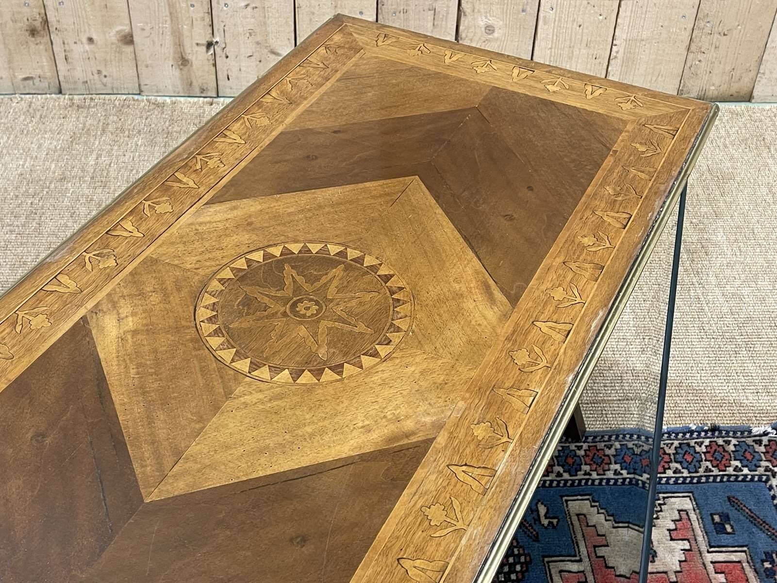 English marquetry coffee table, 1950s