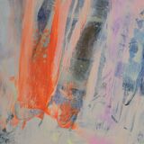 Abstract painting on canvas, dripping on figurative background, circa 1970.