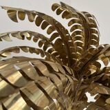 Large brass palm tree floor lamp with 3 trunks