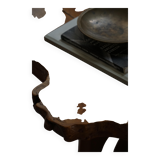 Mid-century Scandinavian coffee table made of solid elm wood, wabi-sabi style, 1960s.