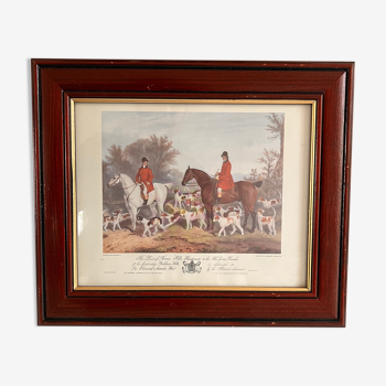 Old wooden frame with hunting scene