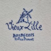 Iron earth soup tureen or vegetable dish bourgeois paris store model vieux lille blue garlands