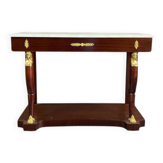 Empire style console in mahogany and gilded bronze, 19th century