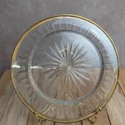 Antique cut glass plate – Gilded metal mount Cailar-bayard – French silversmithing