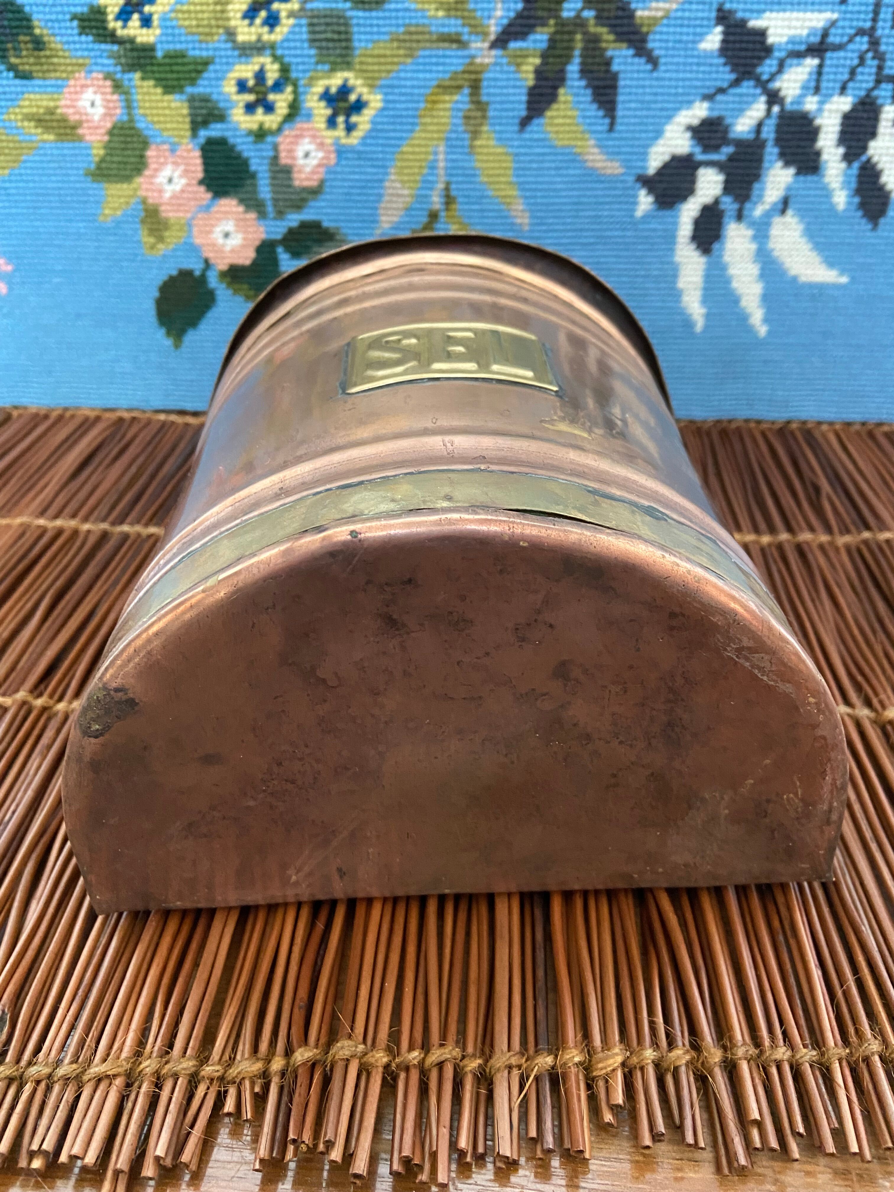Copper and brass salt box