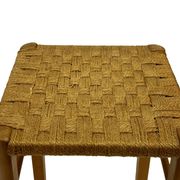 Tabouret vintage années 60 en chêne avec assise tressée