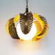 Gilt palm leaf and opaline glass pendant light by Hans Kögl