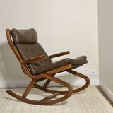 Rocking chair design Norway 1960s teak wood year 60 ref PAOLO