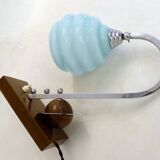 Lampe Art Déco, saturne & opaline bleue 1930'