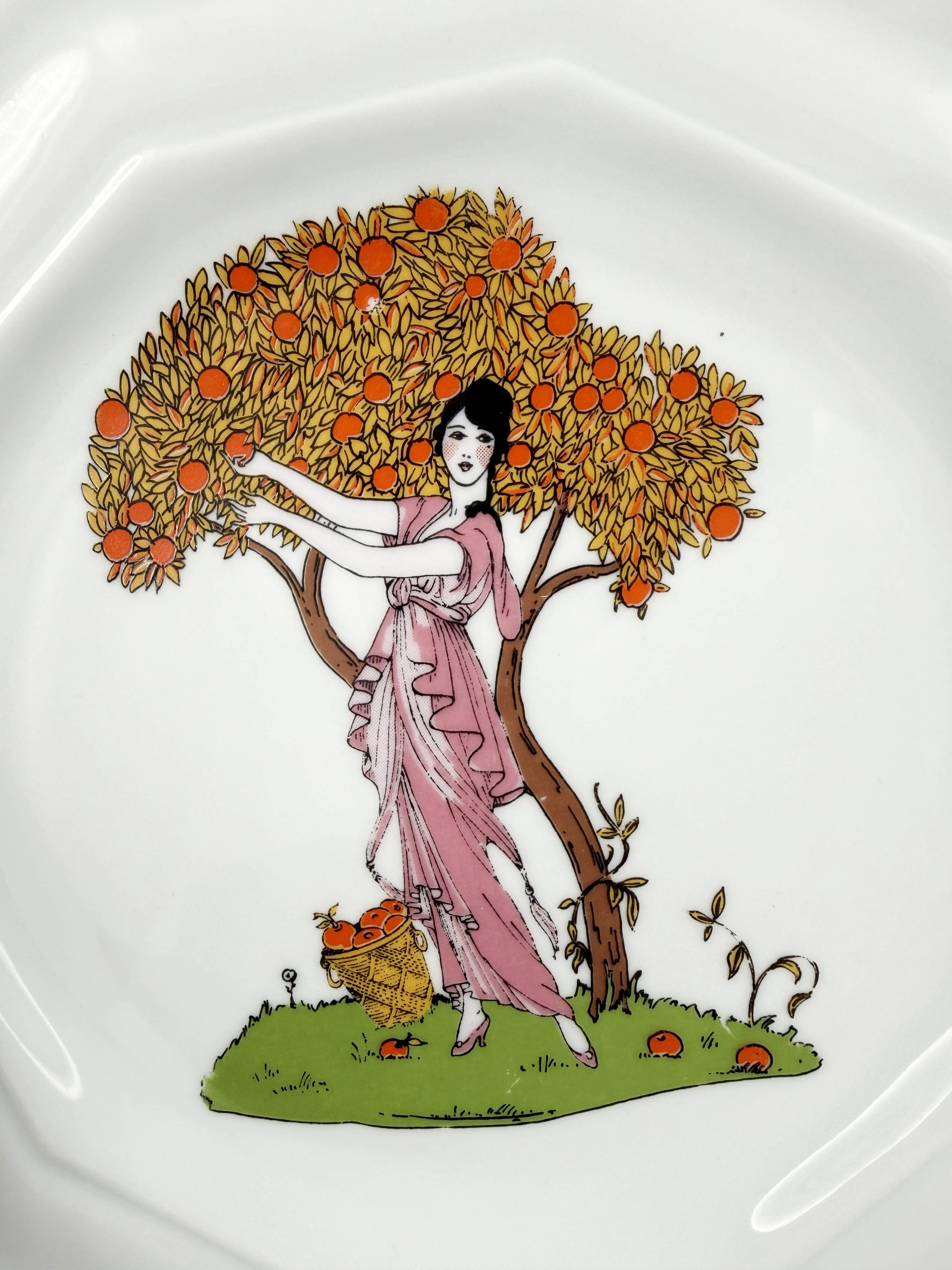 3 octagonal Art Deco plates in Médicis porcelain