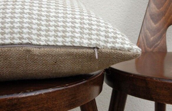 Coussin en lin "pied de poule" 40x40 cm