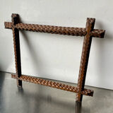 Antique wooden hand carved zigzag pattern frame 28.5 cm x 25 cm