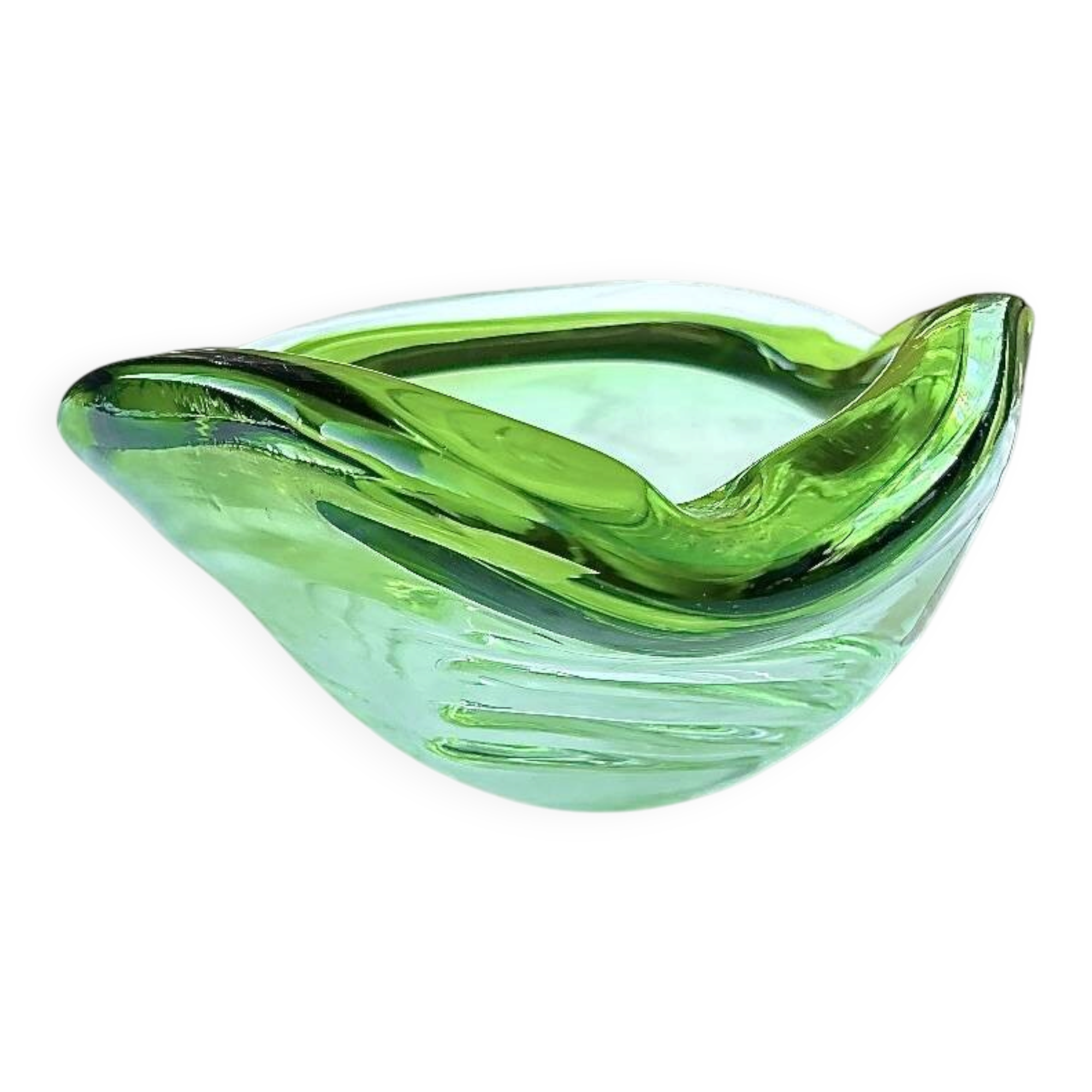Ashtray / pocket tray Murano F.lli Toso “Chambord” green, 1960s