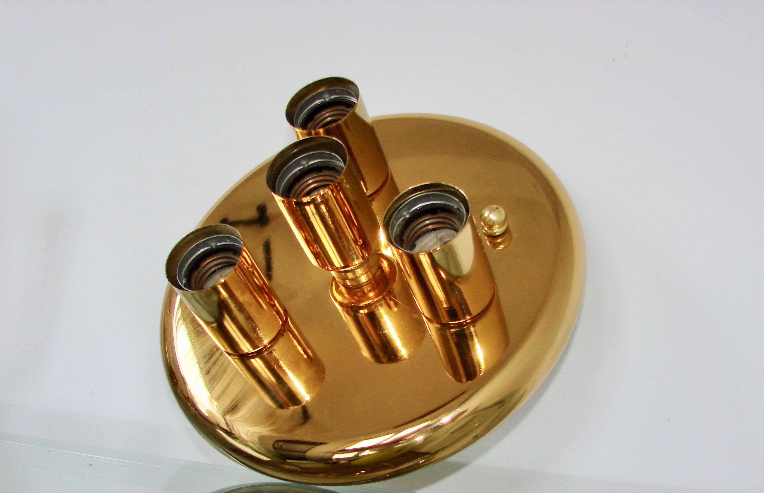 Vintage 1980s ceiling light – brass-finished metal, 4x E27,