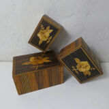 Old trundle boxes in straw marquetry