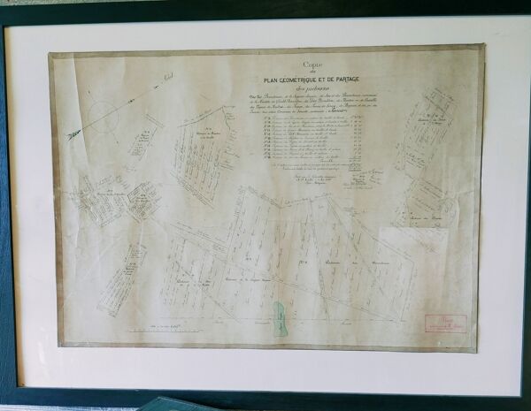 Plan cadastral ''géométrique et de partage'' de 1852 entoilé