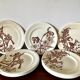 Set of 10 sepia plates, Terre de Fer flower pattern, 1900