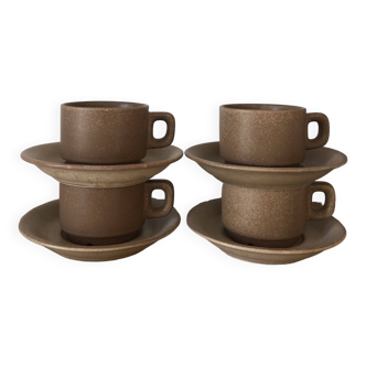 Vintage set of 4 lunch cups with their sandstone-look saucers