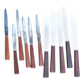 Nogent knives, teak handles, vintage (6 small, 5 large)