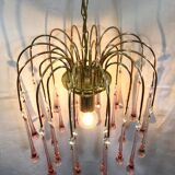 Murano chandelier pink crystal drops