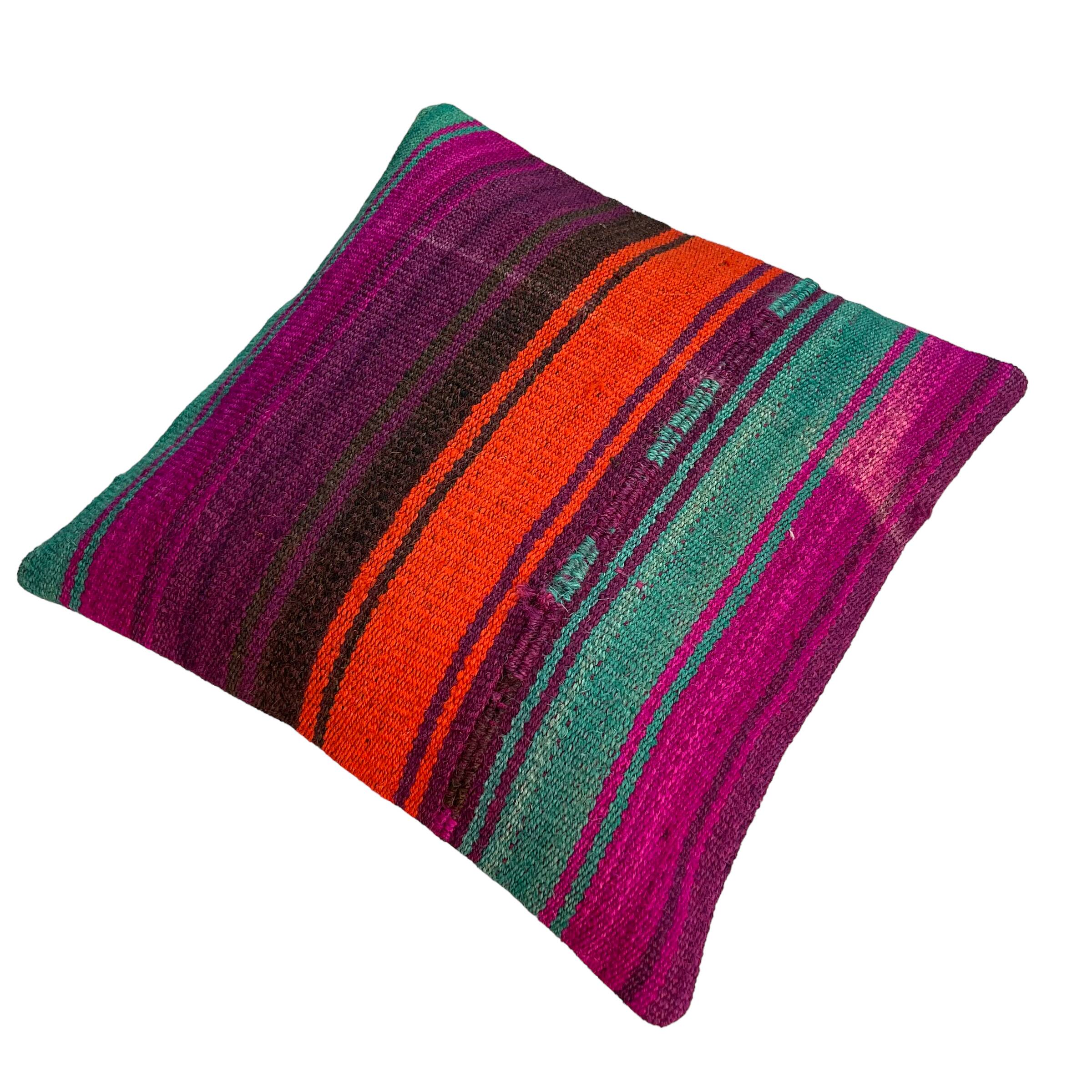 Vintage turkish kilim cushion cover , 40 x 40 cm