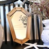 Small vintage beveled wooden wall mirror