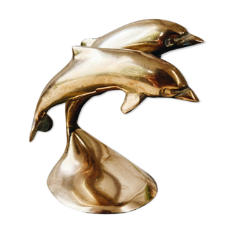 Duo of brass dolphins