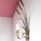 Vintage wall light with rush and leaves in sheet metal and gold metal