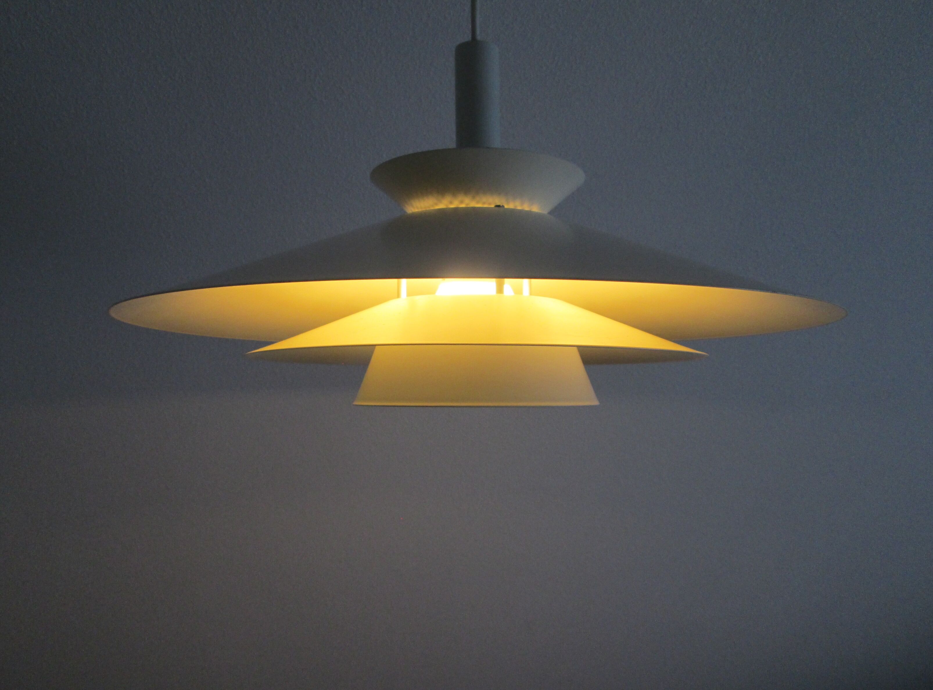 Danish Mid-century vintage pendant light, off-white, classic lines, glare free, PH-style