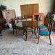Table et chaises en rotin années 70-80