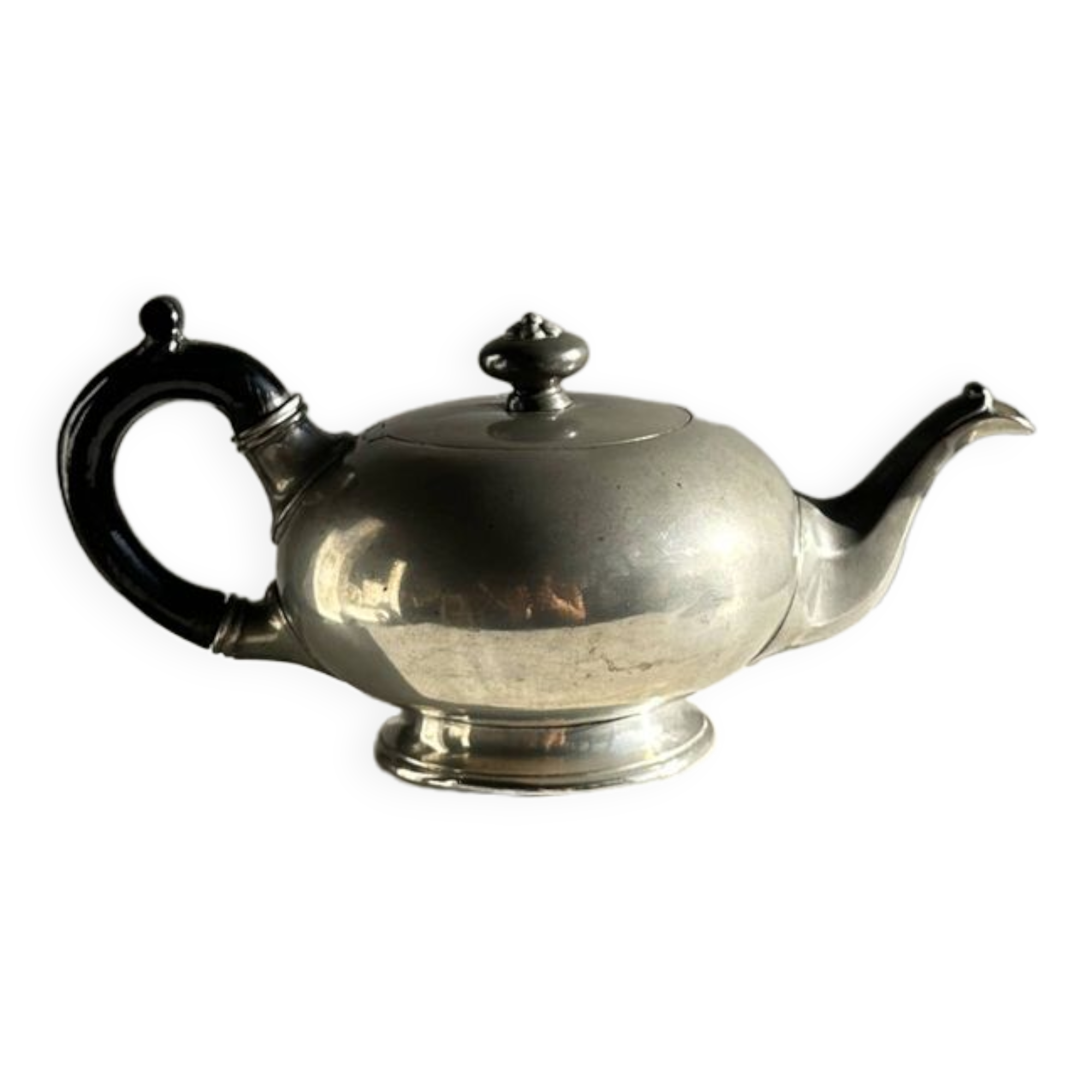 Small teapot, pewter coffee pot flattened oval shape