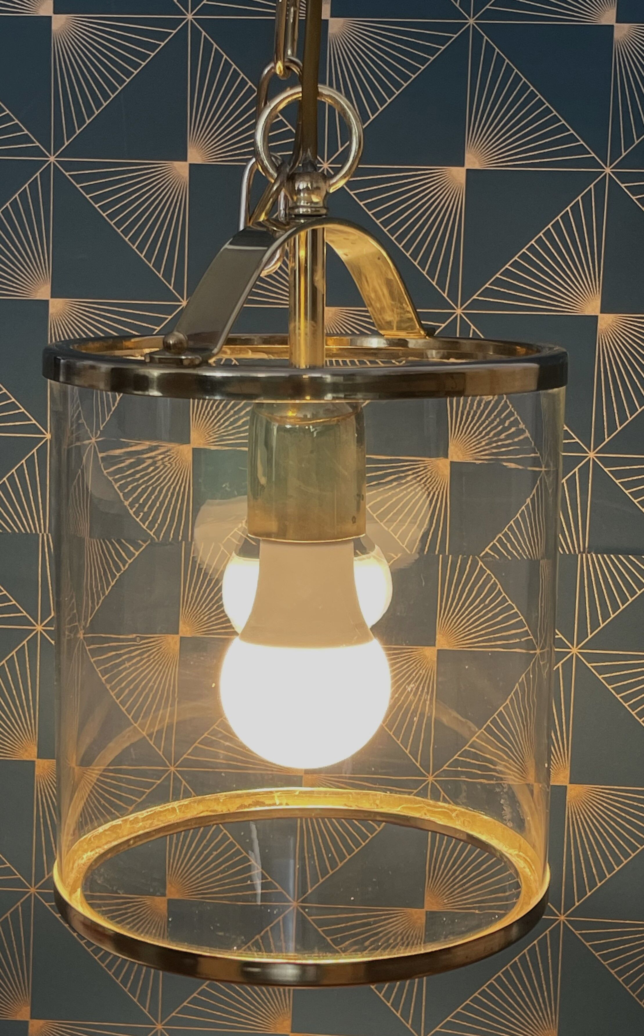 Brass lantern chandelier