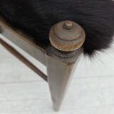 1960s, Danish high-backed armchair, reupholstered, furniture cowhide, oak.