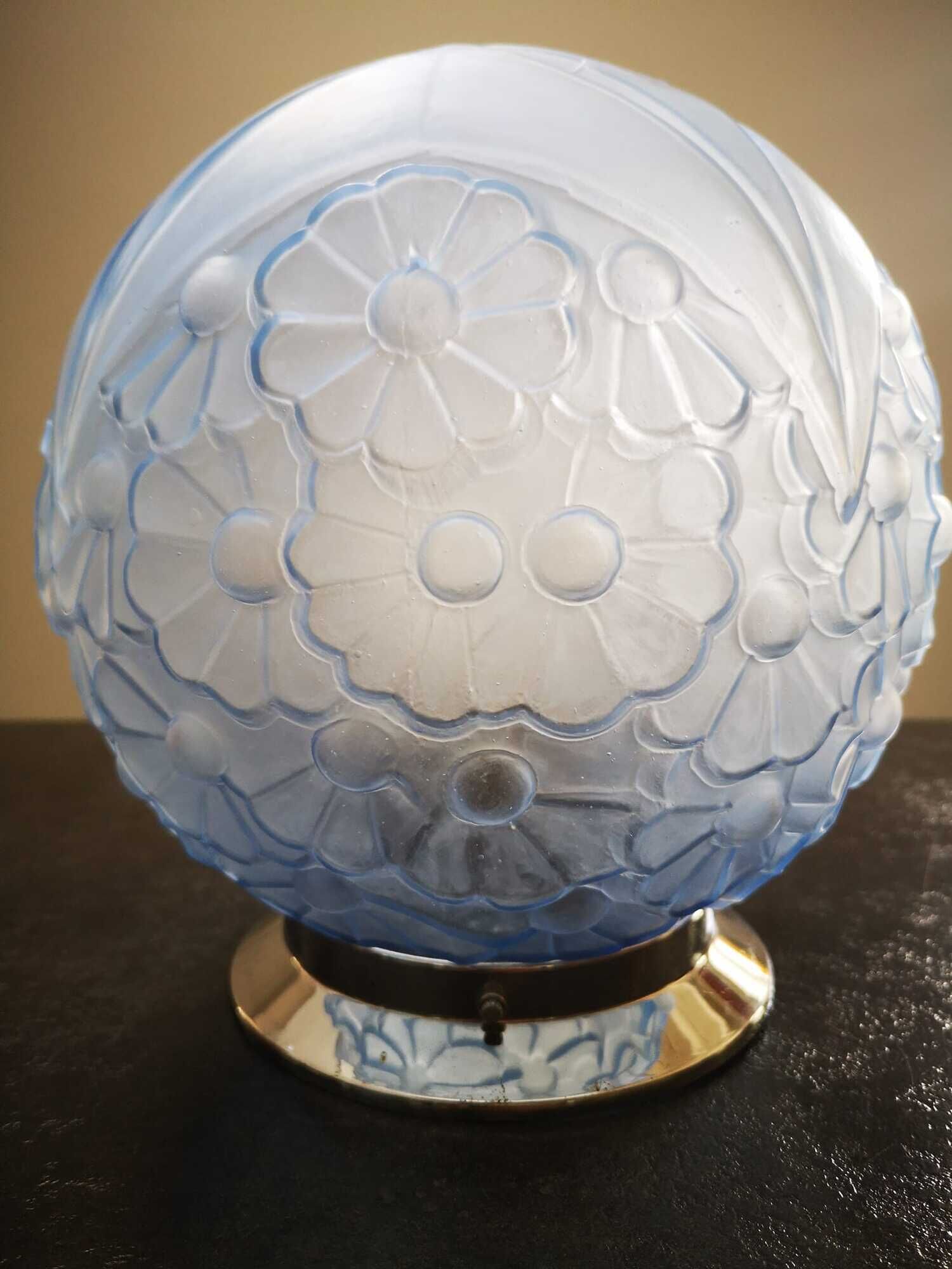 Ceiling lamp wall lamp old globe glass paste blue rare model floral decoration Ø 20 cm Art Deco 1930