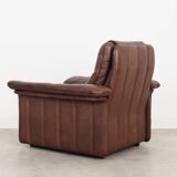 Brown leather armchair, Swiss design, 1970s, manufacture: De Sede