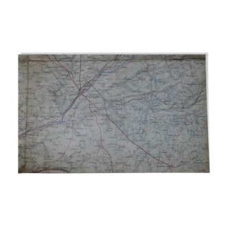 Old map of Tours, Blois, Orléans, Le Mans